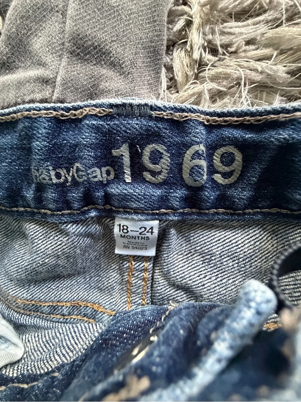 3 pairs of 18M baby denim: babygap, Levi’s, b’gosh